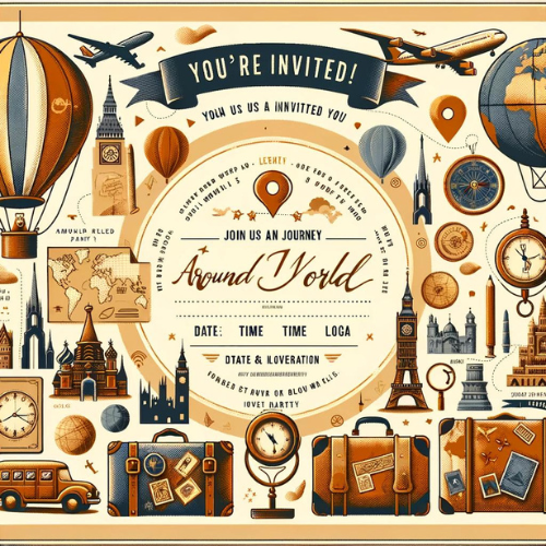 carte invitation pour soiree theme voyage